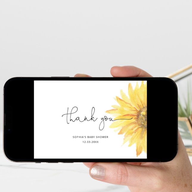 Sunflower baby shower thank you card (Front Digital)