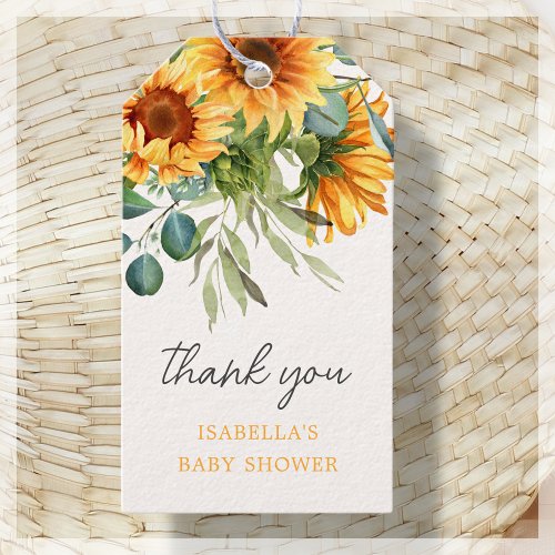 Sunflower  Baby Shower Thank You Favor Gift Tags