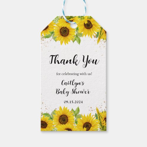 Sunflower Baby Shower Thank You Gift Tags