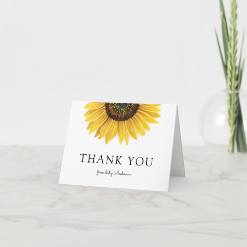 Sunflower Baby Shower Thank You Note Card