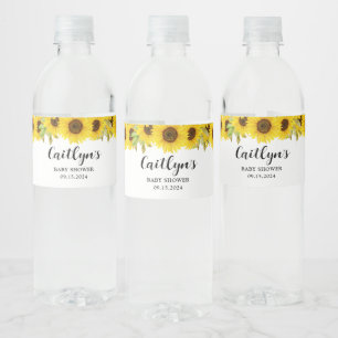 Sunflower Baby Shower Water Bottle Label