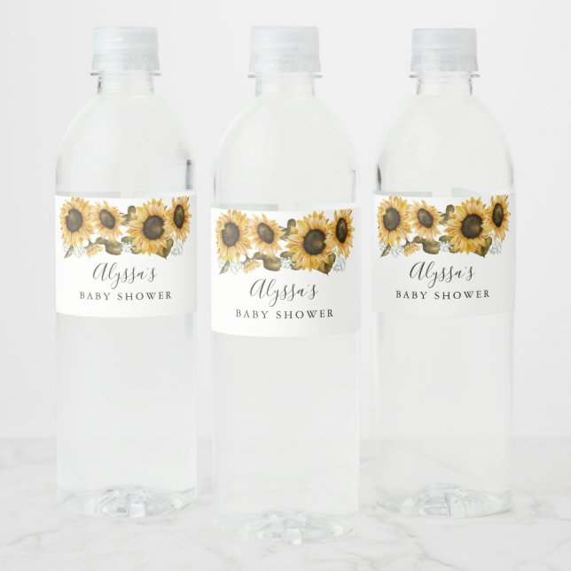 Sunflower Baby Shower  Water Bottle Label (Bottles)