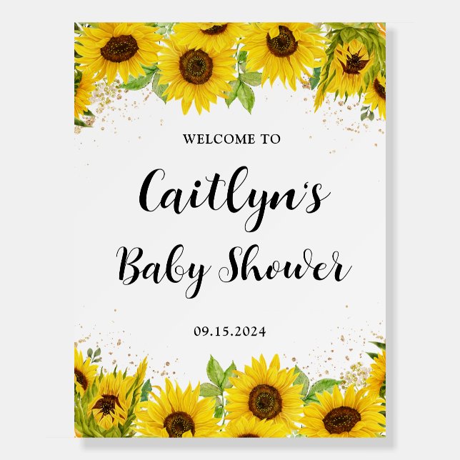 Sunflower Baby Shower Welcome Foam Board (Front)