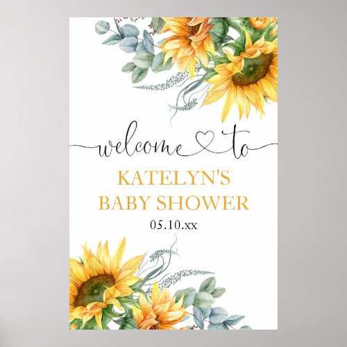 Sunflower Baby Shower Welcome Sign