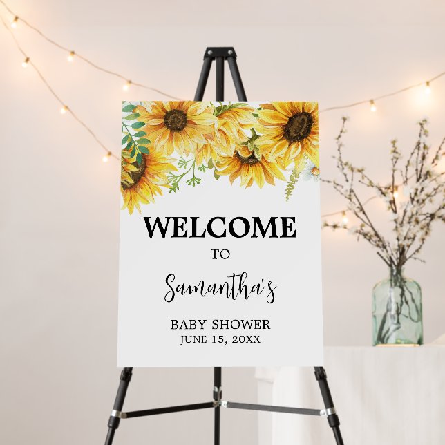 Sunflower Baby Shower Welcome Sign (In Situ (Stand))
