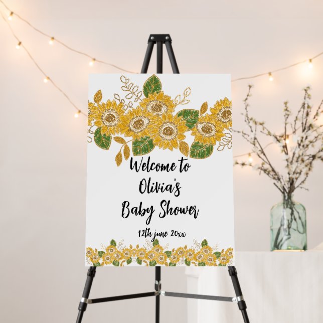 Sunflower Baby Shower Welcome Sign (In Situ (Stand))