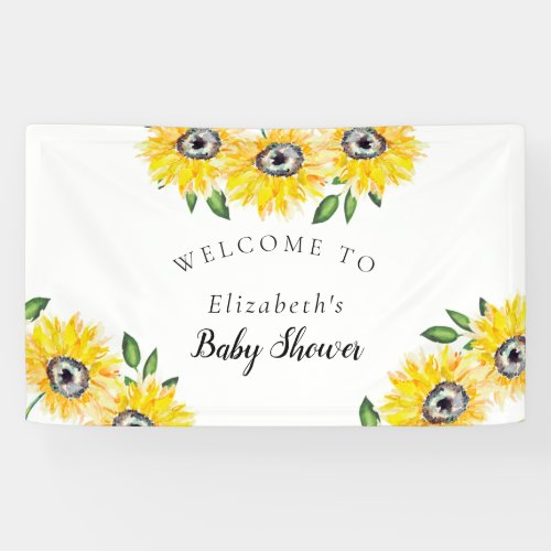 Sunflower Baby Shower Welcome Sign Background Chic
