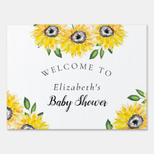 Sunflower Baby Shower Welcome Sign Elegant Script