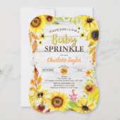 Sunflower baby sprinkle invitation rustic wood (Front)