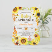 Sunflower baby sprinkle invitation rustic wood (Standing Front)