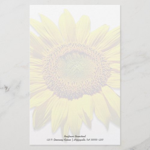 Sunflower Background Blank Custom Note Paper