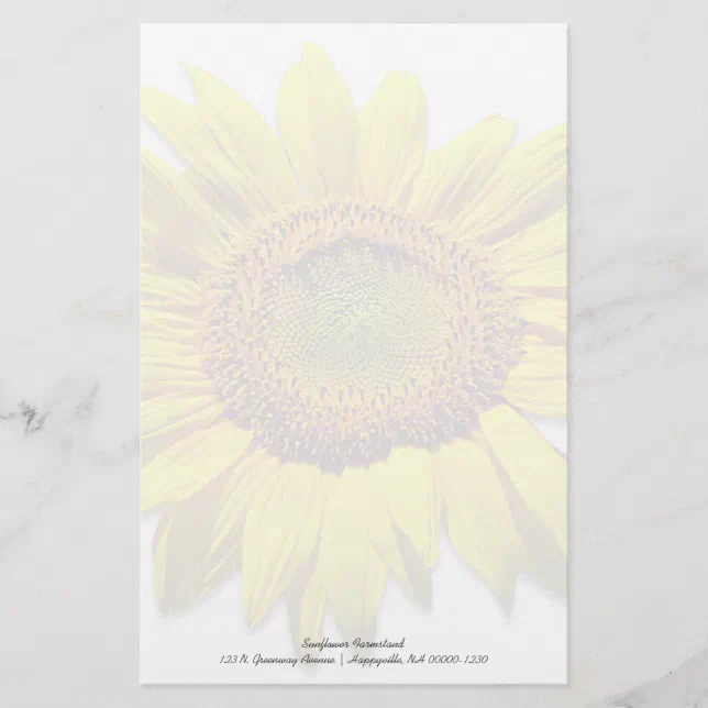 Sunflower Background Blank Custom Note Paper | Zazzle