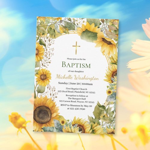  Sunflower Baptism Invitation