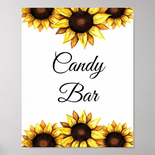 Sunflower Bar Sign Wedding Yellow White Poster