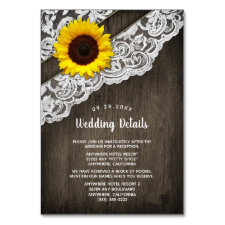 Sunflower Barn Wood and Lace Wedding Insert Cards