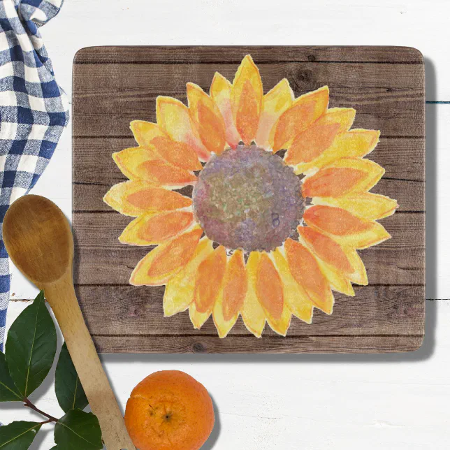 Discover Sunflower Barn Wood Cutting Board