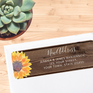 Sunflower Barn Wood New Home Return Address Label