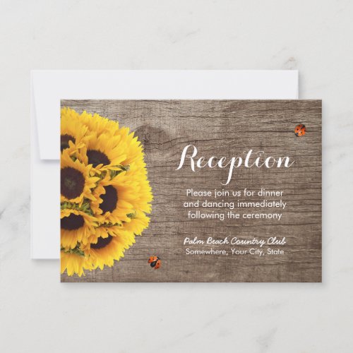 Sunflower Barn Wood Rustic Wedding Reception Invitation