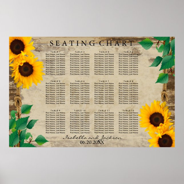 Sunflower Barn Wood  - Seating Chart (Front)