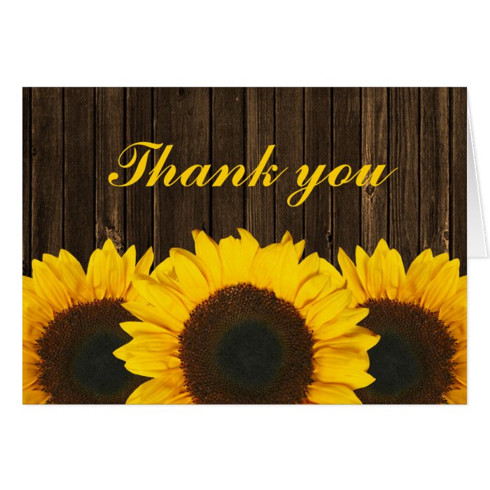 Sunflower Barn Wood Thank You Cards