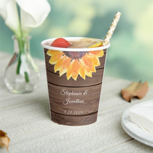  Sunflower Barn Wood Wedding  Paper Cups