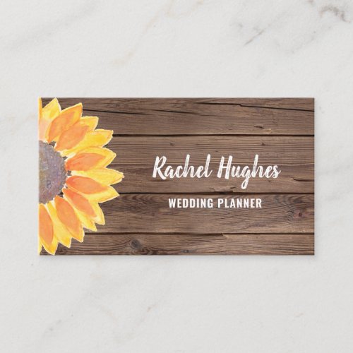  Sunflower Barn Wood Wedding Planner Business Card