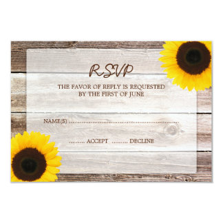 Sunflower Barn Wood Wedding RSVP Response Card