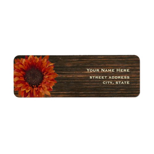 Sunflower  Barnwood Address Label