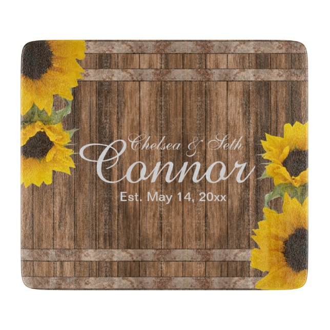 Sunflower Barnwood Cutting Board (Front)