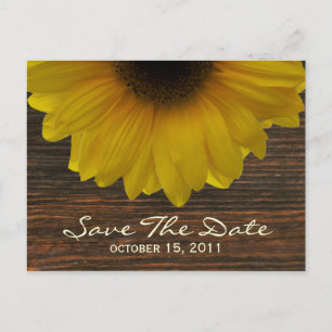 Sunflower & Barnwood Fall Save The Date Postcard