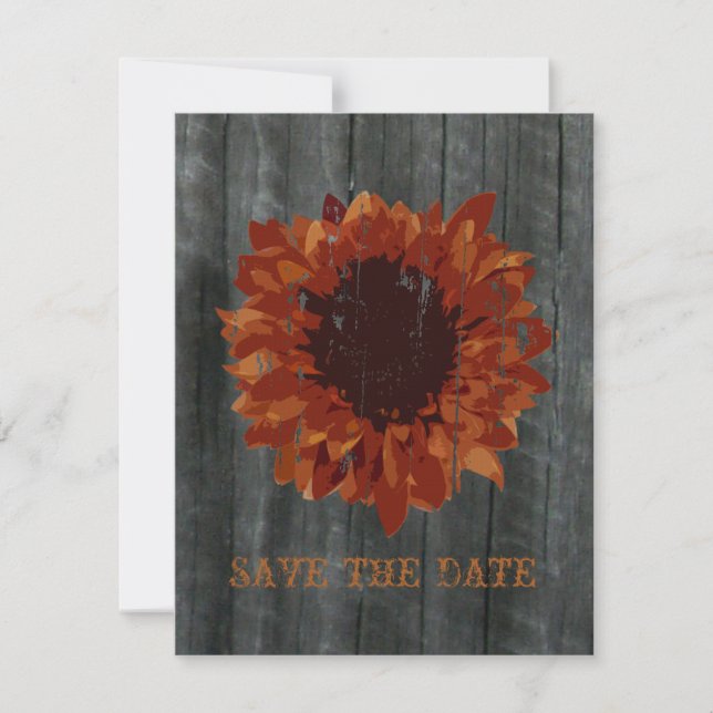 Sunflower & Barnwood Save The Date Announcement (Front)