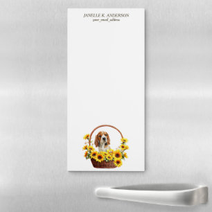 Sunflower Basket Beagle Dog Magnetic Notepad