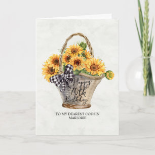 Sunflower Basket Cousin 70th Birthday Card
