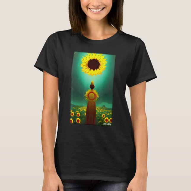 Sunflower Basket Flower Spring Meadow Green Natura T-Shirt (Front)