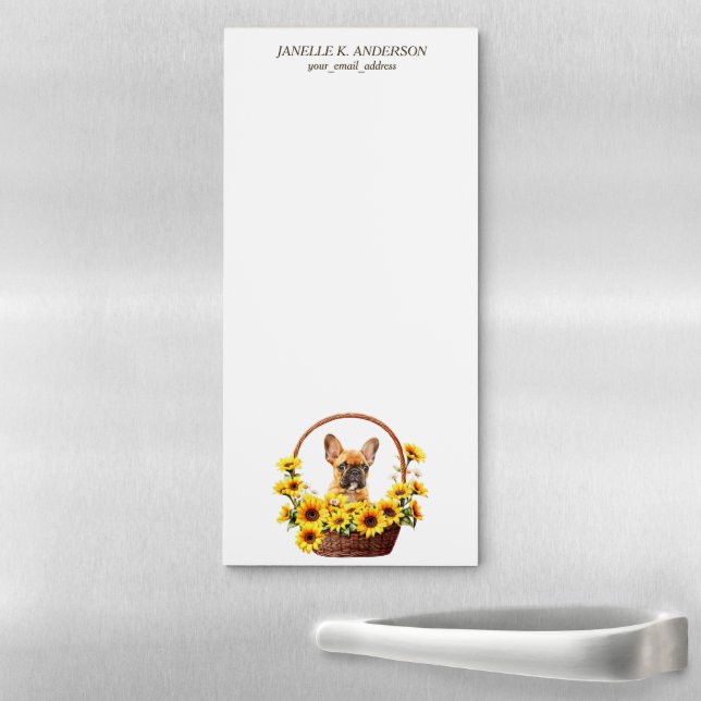 Sunflower Basket French Bulldog Magnetic Notepad (In Situ)