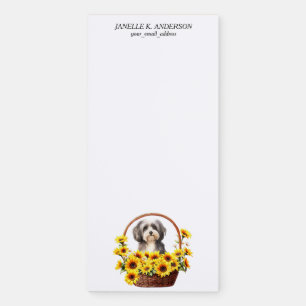 Sunflower Basket Havanese Dog Magnetic Notepad