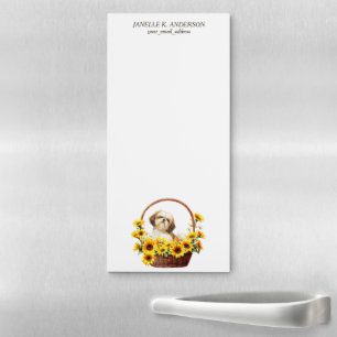 Sunflower Basket Shih Tzu Dog Magnetic Notepad