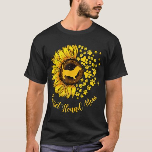 Sunflower Basset Hound Mom Dog Lover T_Shirt