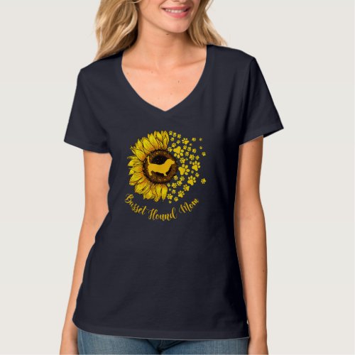 Sunflower Basset Hound Mom Dog Lover T_Shirt