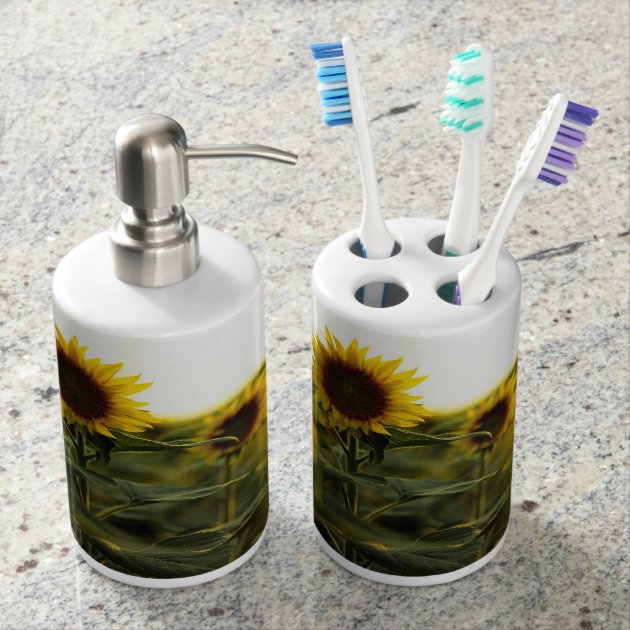 sunflower bathroom toothbrush set