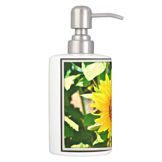 Sunflower Bathroom Combo Soap Dispenser & Toothbrush Holder (Right)