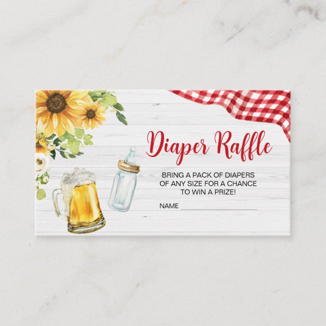 Sunflower BBQ Baby Shower Diaper Raffle Enclosure Card (Front)