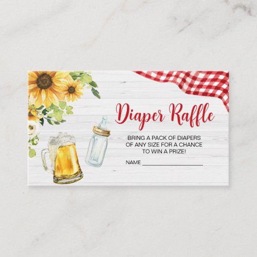 Sunflower BBQ Baby Shower Diaper Raffle Enclosure Card