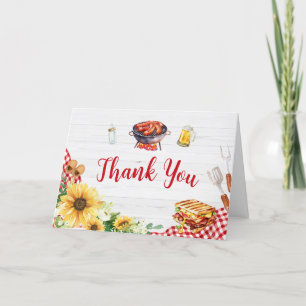 Sunflower BBQ Baby Shower Letterpress Thank You Card