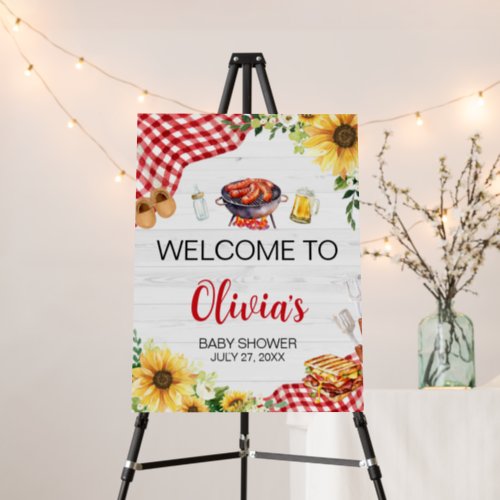 Sunflower BBQ Baby Shower Welcome Sign