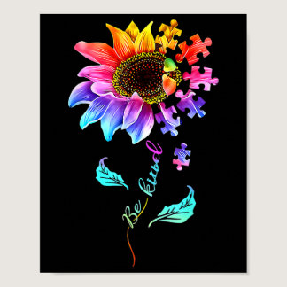 Sunflower Be Kind Puzzle Piece Autism Awareness Mo Poster