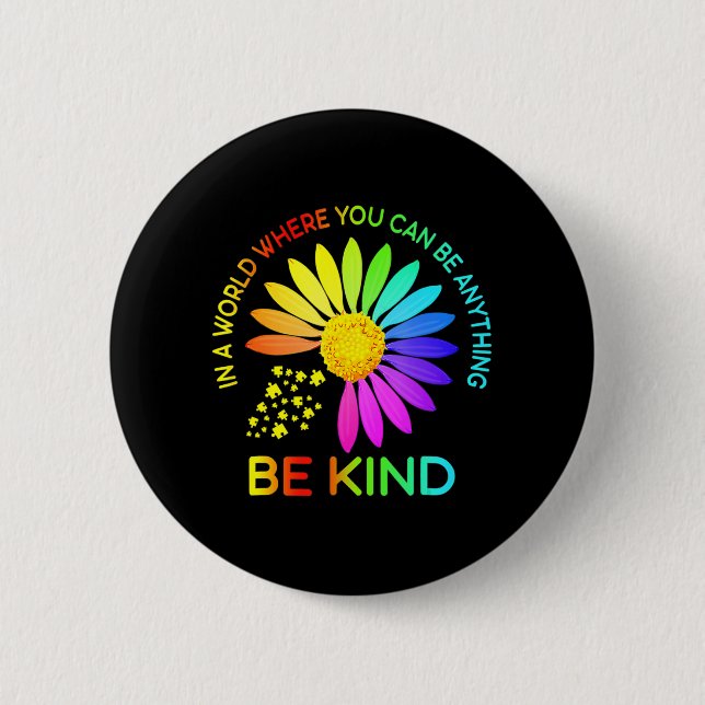 Sunflower Be Kind Puzzle Support Autism Awareness  Button (Front)