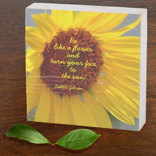 Sunflower Be Like a Flower Photographic Quote Wooden Box Sign
