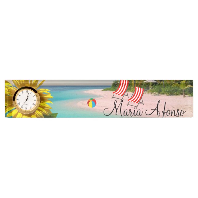 Sunflower Beach Desk Nameplate (Front)