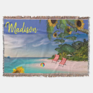 Sunflower Beach Throw Blanket
